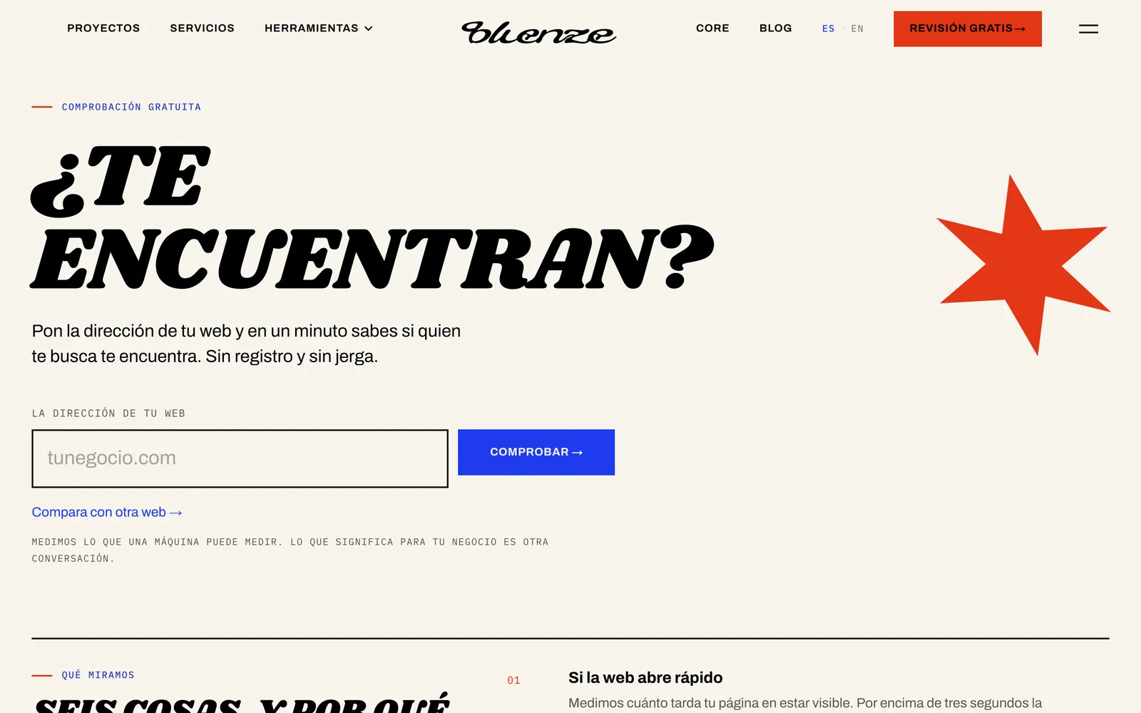 Captura de bluenze.com: ¿Te encuentran?