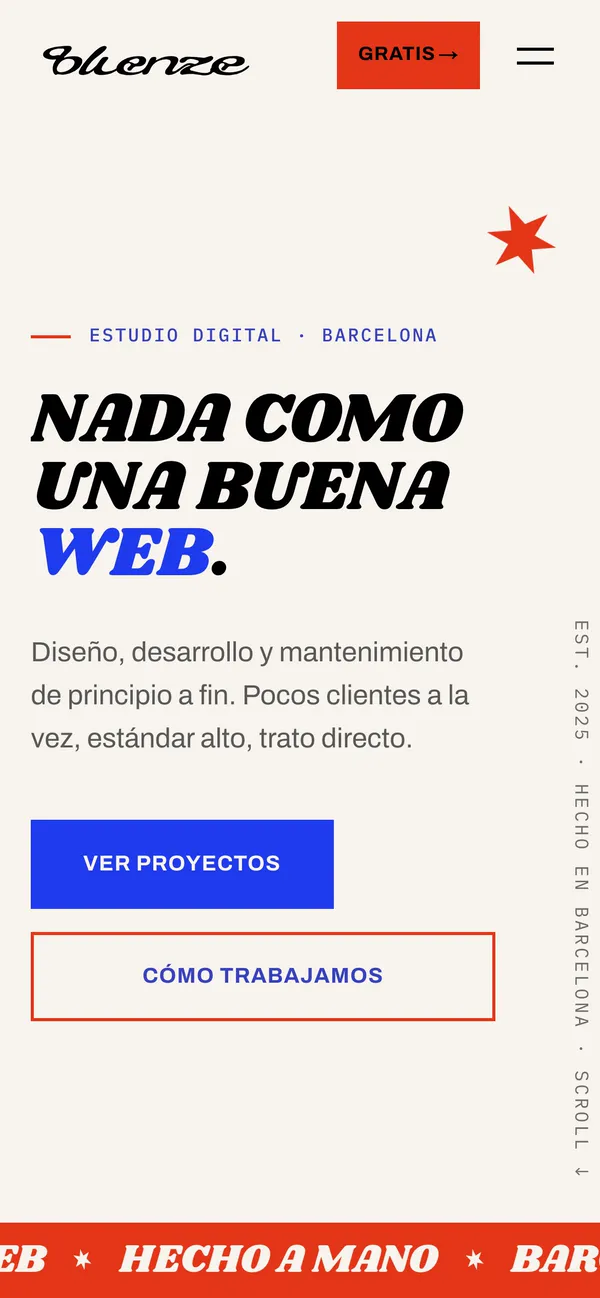 La web de Bluenze en el móvil