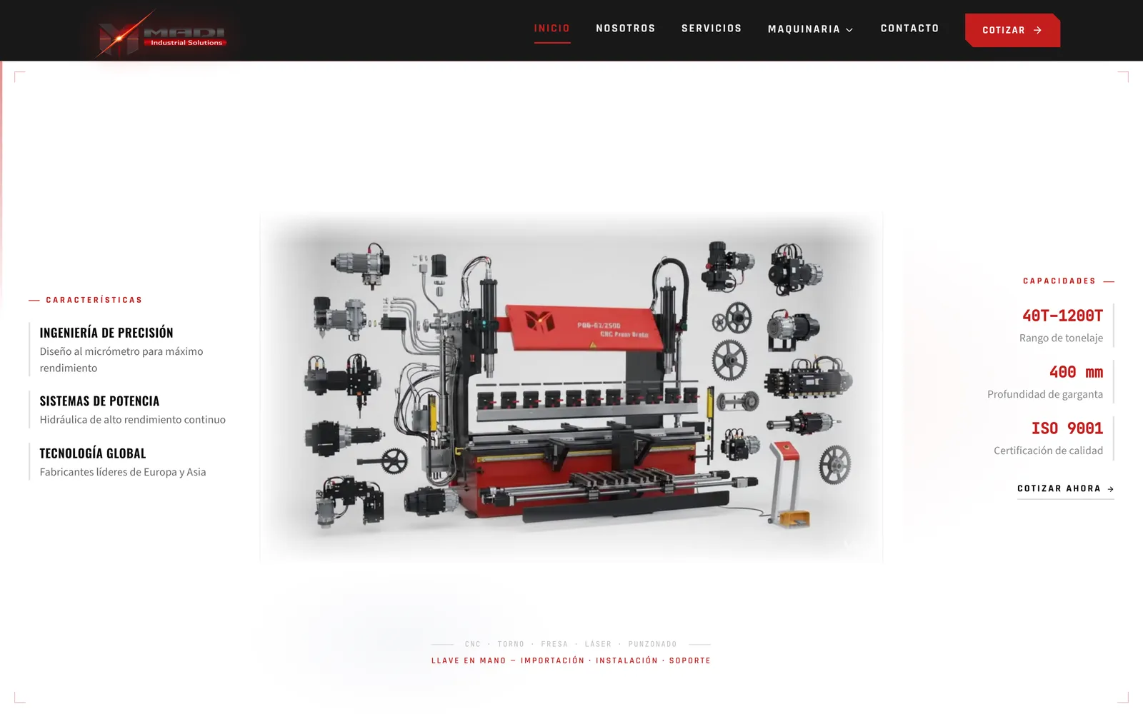 Captura de madi-industrial.com: 164 fotogramas y un scroll
