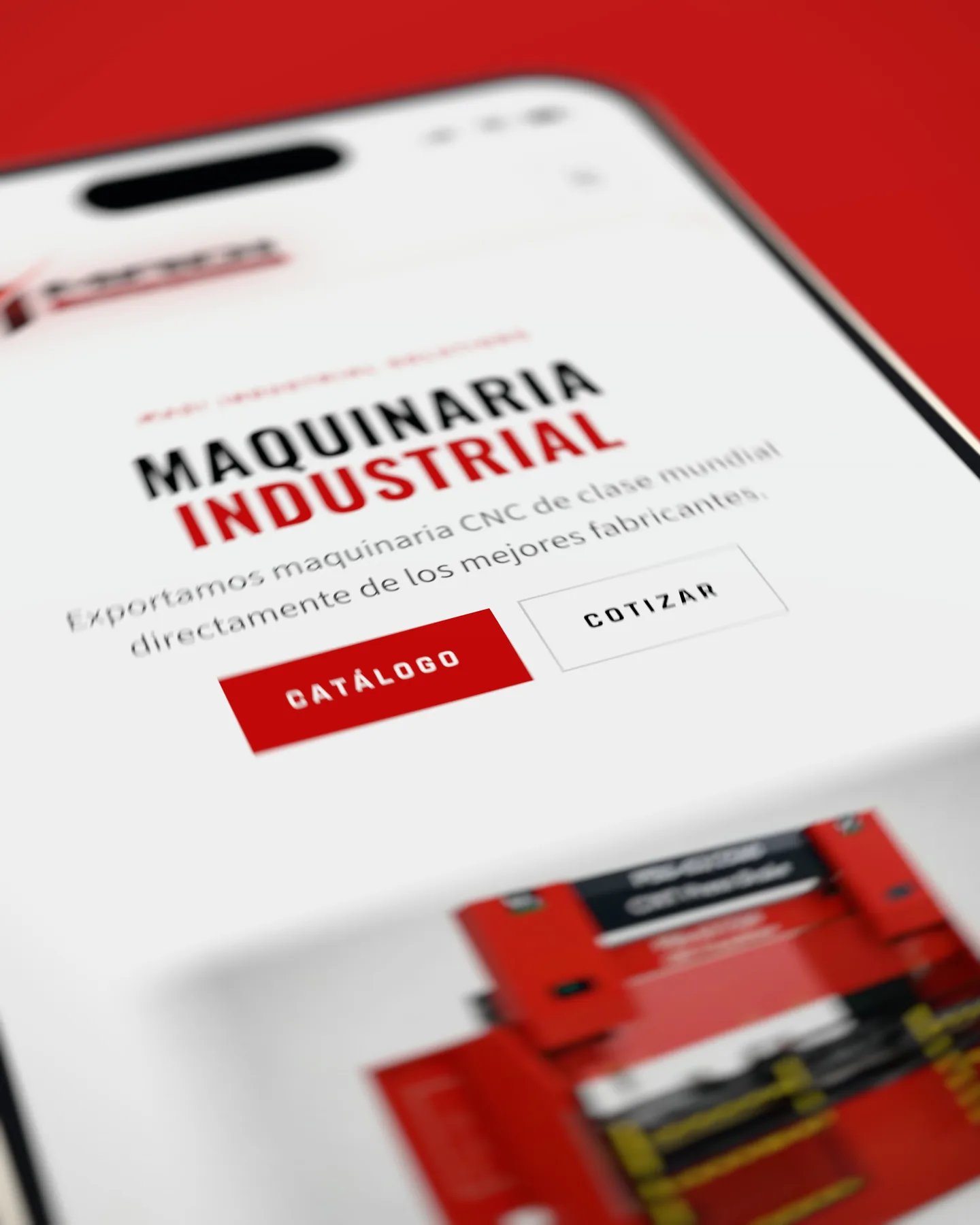 Primer plano de la web de MADI Industrial en el móvil