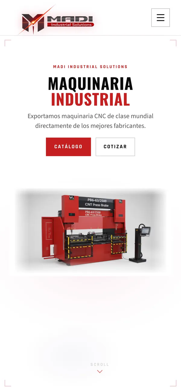 La web de MADI Industrial en el móvil