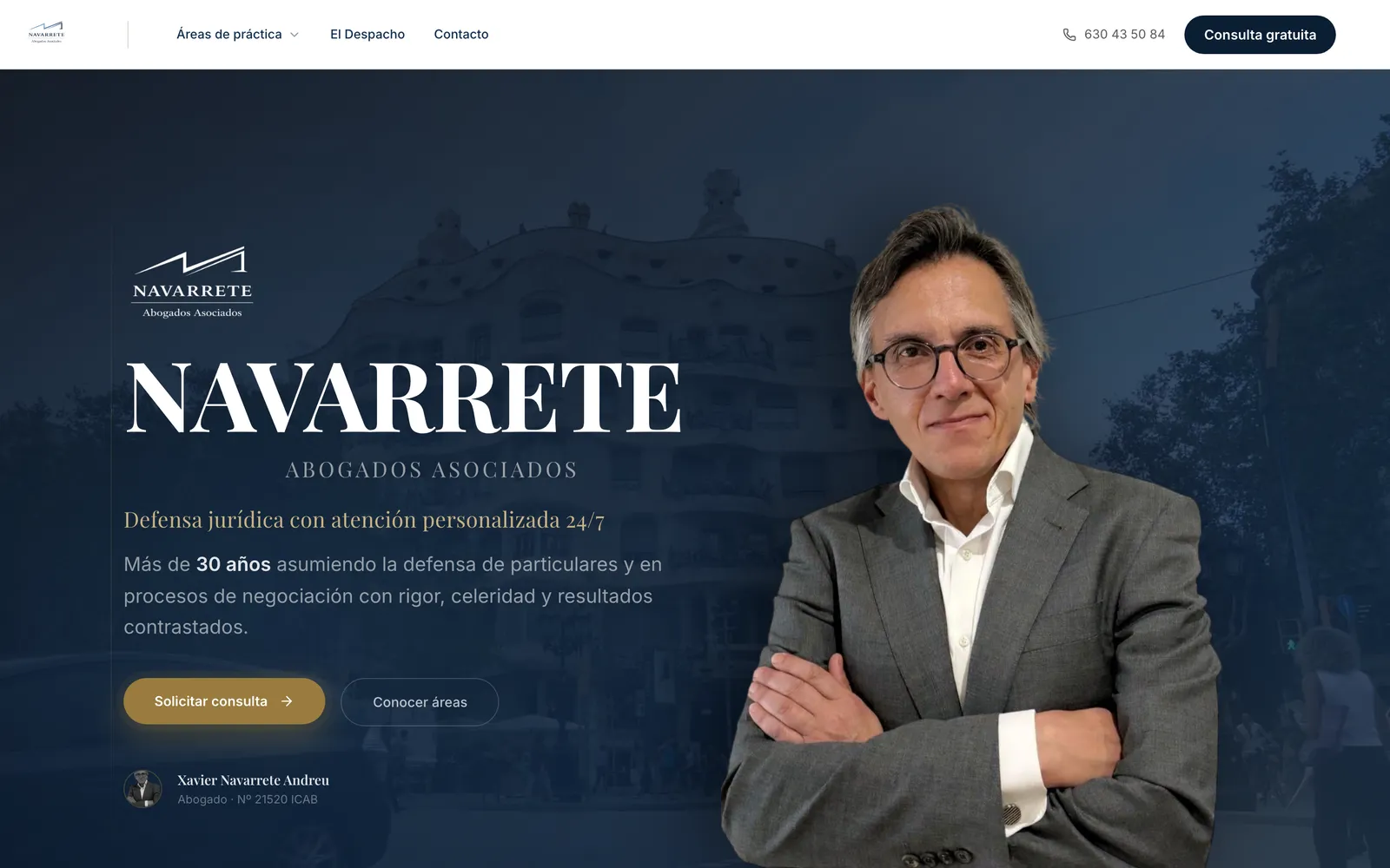 Captura de navarreteabogados.com: Lo primero que lees: 24/7