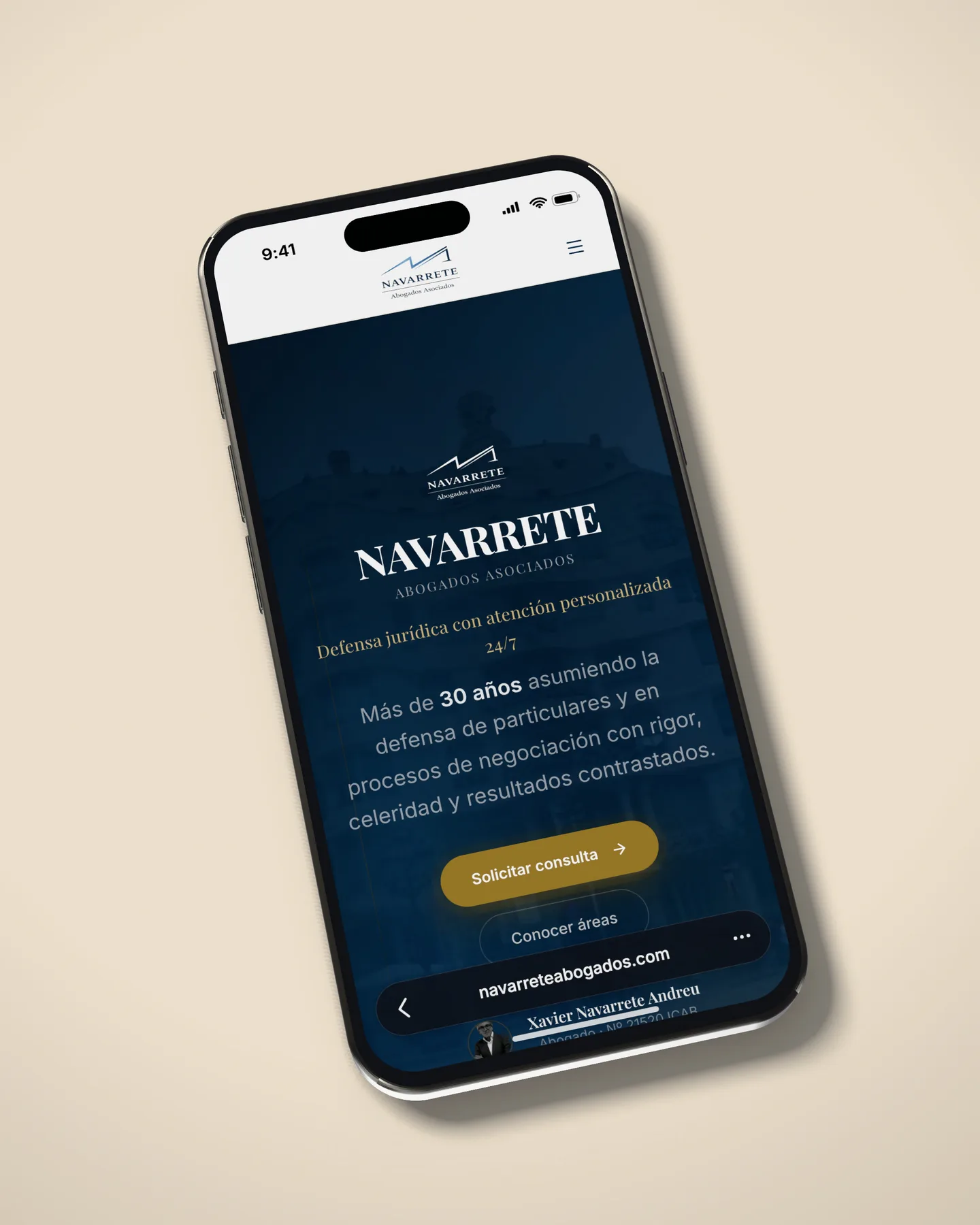 Navarrete Abogados — navarreteabogados.com, web hecha por Bluenze