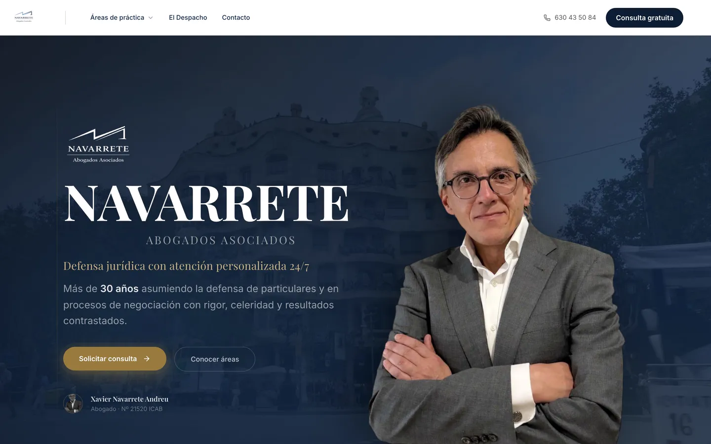 La web actual de Navarrete Abogados