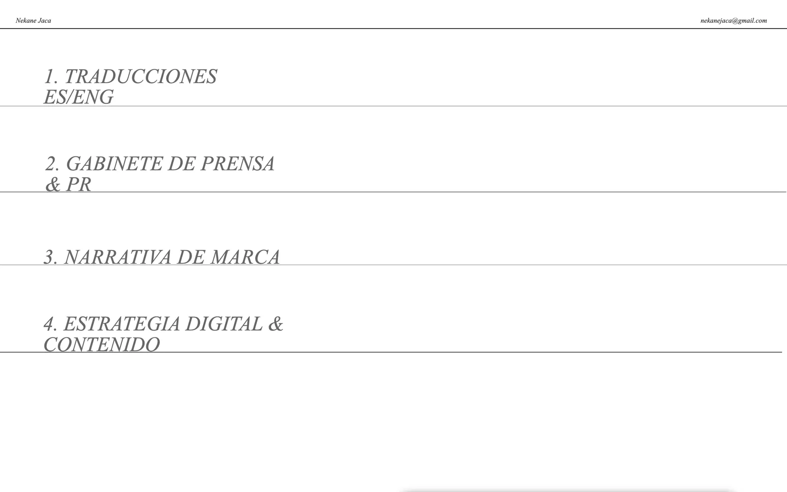 Captura de nekanejaca.vercel.app: El índice, como en una revista