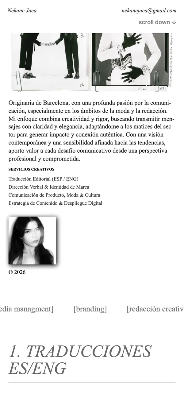 La web de Nekane Jaca en el móvil
