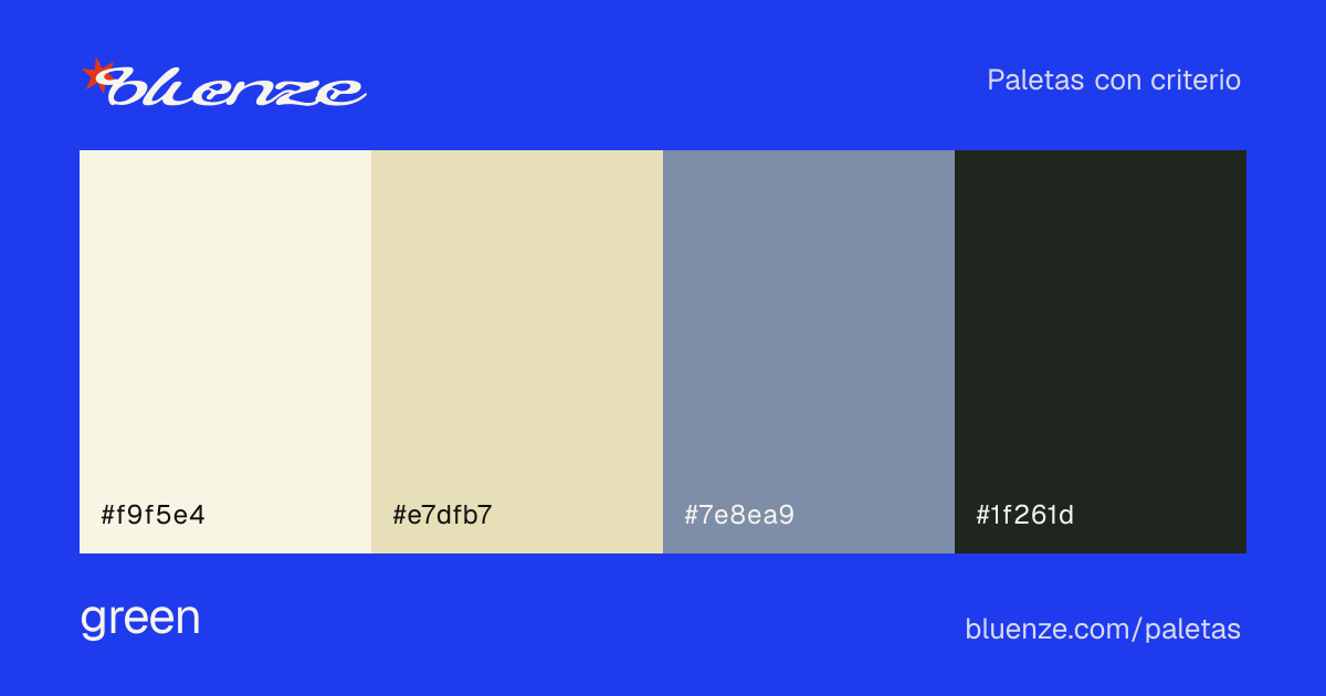 Colour palette green, with its hex codes