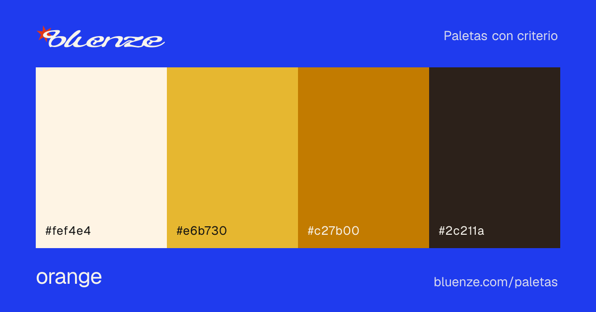 Colour palette orange, with its hex codes